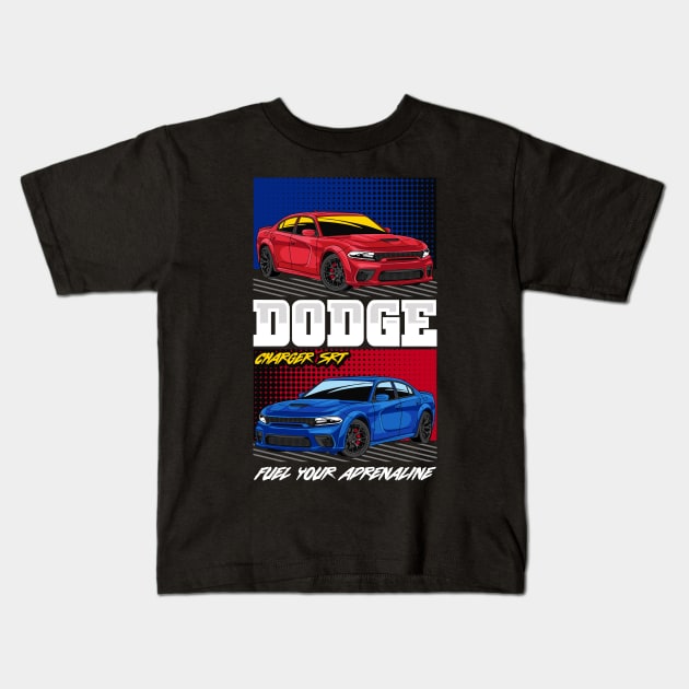 V8 Charger SRT Car Kids T-Shirt by milatees